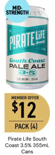 Dan Murphy's Pirate Life South Coast 3.5% Cans offer