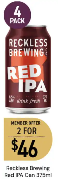 Dan Murphy's Reckless Brewing Red IPA Can offer