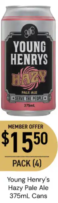 Dan Murphy's Young Henry's Hazy Pale Ale Cans offer