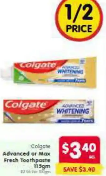 Spar Advanced or Max Fresh Toothpaste offer