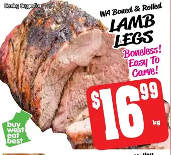 Farmer Jack's Wa boned & rolled lamb legs offer