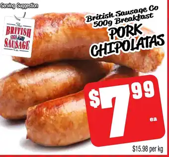 Farmer Jack's PORK CHIPOLATAS offer