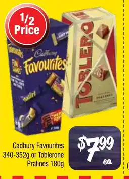 Farmer Jack's Cadbury Favourites  or Toblerone Pralines offer