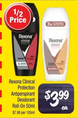 Farmer Jack's Rexona clinical protection antiperspirant deodorant roll-on offer