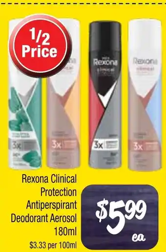 Farmer Jack's Rexona Clinical Protection Antiperspirant Deodorant Aerosol offer