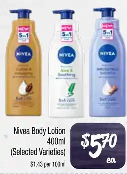 Farmer Jack's Nivea body lotion offer