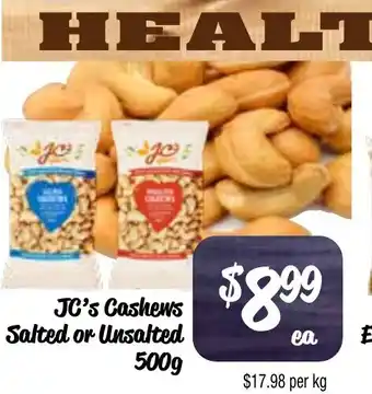 Farmer Jack's Jc's cashews salted or unsalted offer