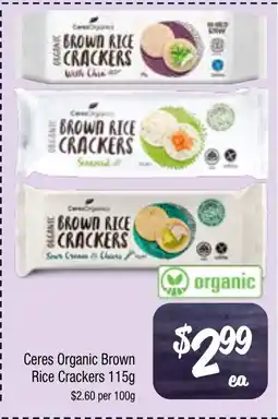 Farmer Jack's Ceres organic brown rice crackers offer