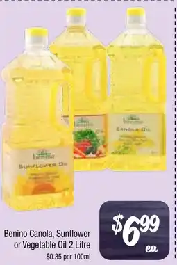 Farmer Jack's Benino canola, sunflower or vegetable oil offer