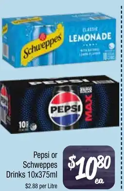 Farmer Jack's Pepsi or Schweppes Drinks offer