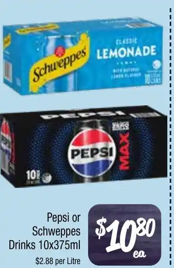 Farmer Jack's Pepsi or Schweppes Drinks offer