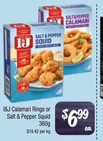 Farmer Jack's I&j calamari rings or salt & pepper squid offer