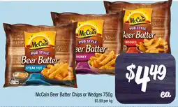 Farmer Jack's Mccain beer batter chips or wedges offer