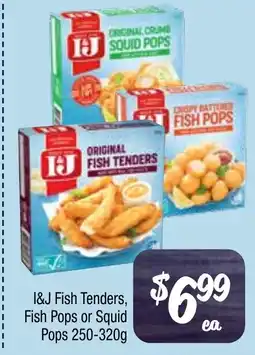 Farmer Jack's I&j fish tenders, fish pops or squid pops offer