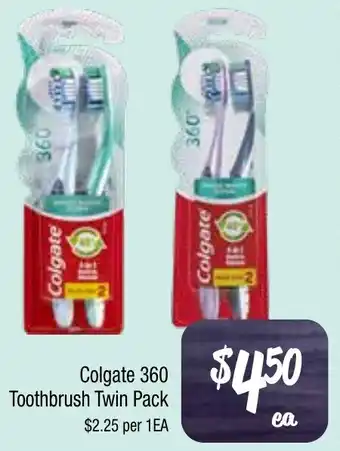 Farmer Jack's Colgate 360 Toothbrush Twin Pack offer