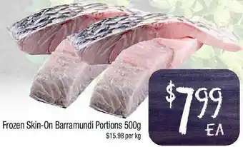 Foodworks Frozen Skin-On Barramundi Portions 500g offer