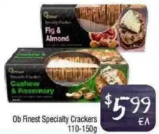 Foodworks OB Finest Specialty Crackers 110-150g offer