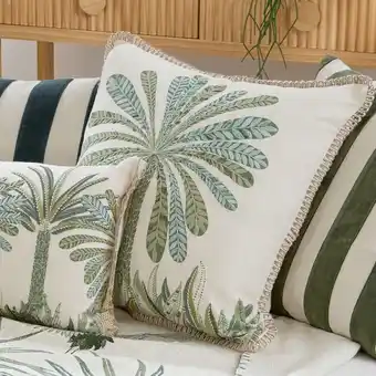 Pillow Talk Siwa Palm Embroidered Square Cushion by M.U.S.E offer