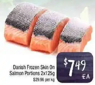 Foodworks Danish Frozen Skin On Salmon Portion 2X125g offer