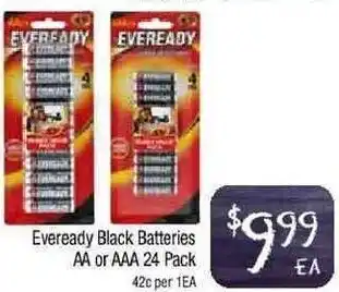 Foodworks Eveready Black Batteries AA or AAA 24 Pack offer