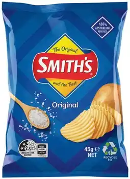 IGA Smith’s Crinkle Cut Chips 45g Selected Varieties offer