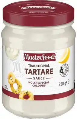 IGA MasterFoods Tartare 220g, Mint Jelly 290g or Seafood Cocktail Sauce 260g offer