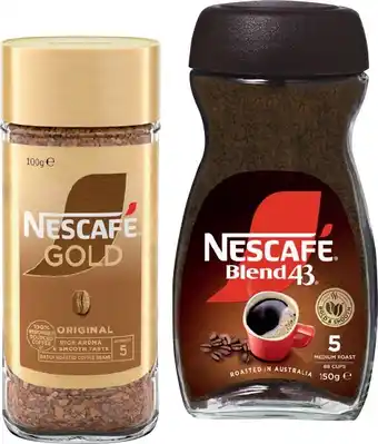 IGA Nescafé Gold 90-100g or Blend43 Instant Coffee 140-150g Selected Varieties offer