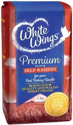 IGA White Wings Premium Flour Self Raising or Plain 1kg offer