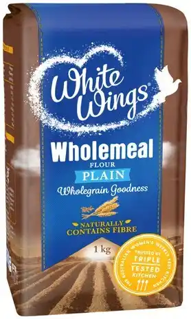 IGA White Wings Wholemeal Plain Flour or Self Raising Flour 1kg offer