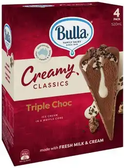 IGA Bulla Creamy Classics Ice Cream 4 Pack Selected Varieties offer