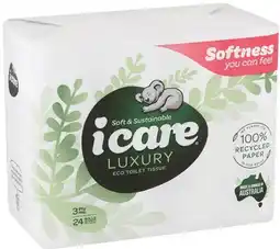 IGA Icare Luxury Eco Toilet Tissue 3 Ply 24 Pack offer