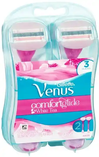 IGA Gillette Venus Comfort Glide White Tea Disposable Razors 2 Pack offer