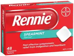 IGA Rennie Spearmint Flavour Indigestion & Heartburn Tablets 48 Pack offer