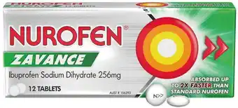 IGA Nurofen Zavance Ibuprofen Caplets or Tablets 12 Pack offer