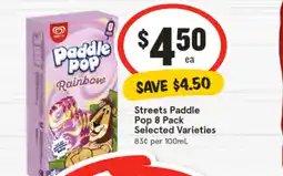 IGA Streets Paddle Pop 8 Pack Selected Varieties offer