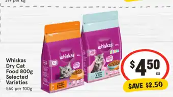 IGA Whiskas Dry Cat Food offer