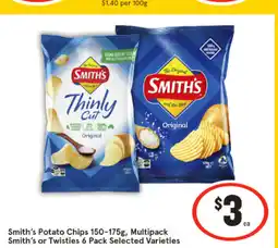 IGA Smith's Potato Chips 150-175g, Multipack Smith's or Twisties 6 Pack Selected Varieties offer