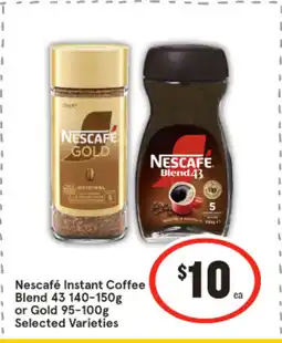 IGA Nescafé Instant Coffee Blend 43 140-150g or Gold 95-100g offer