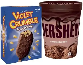 IGA Hershey's, Reese's or Violet Crumble Ice Cream 1 Litre or Sticks 4 Pack Selected Varieties offer