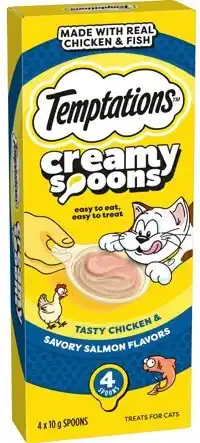 IGA Temptations Creamy Spoons Cat Treats 4x10g Selected Varieties offer