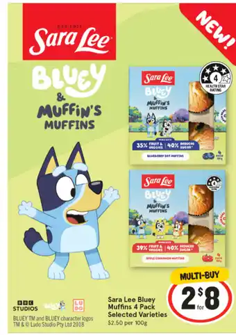 IGA Sara Lee Bluey Muffins 4 Pack offer