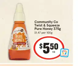 IGA Community Co Twist & Squeeze Pure Honey offer