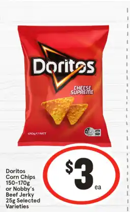 IGA Doritos Corn Chips 150-170g or Nobby's Beef Jerky 25 g offer