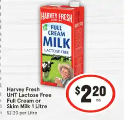 IGA Harvey Fresh UHT Lactose Free Full Cream or Skim Milk offer