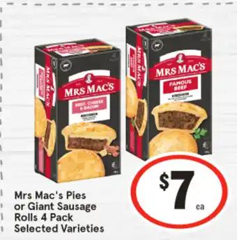 IGA Mrs Mac's Pies or Giant Sausage offer