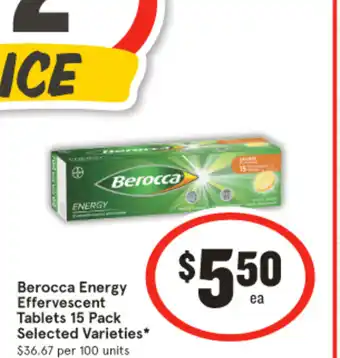 IGA Berocca Energy Effervescent Tablets offer