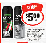 IGA Lynx Antiperspirant or Deodorant Body Spray offer