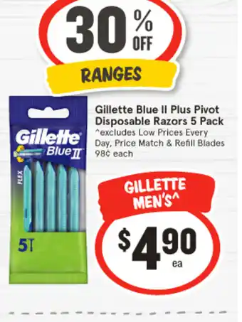 IGA Gillette Blue II Plus Pivot Disposable Razors offer