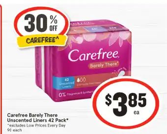 IGA Carefree Barely There Unscented Liners offer