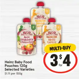 IGA Heinz Baby Food Pouches 120g offer